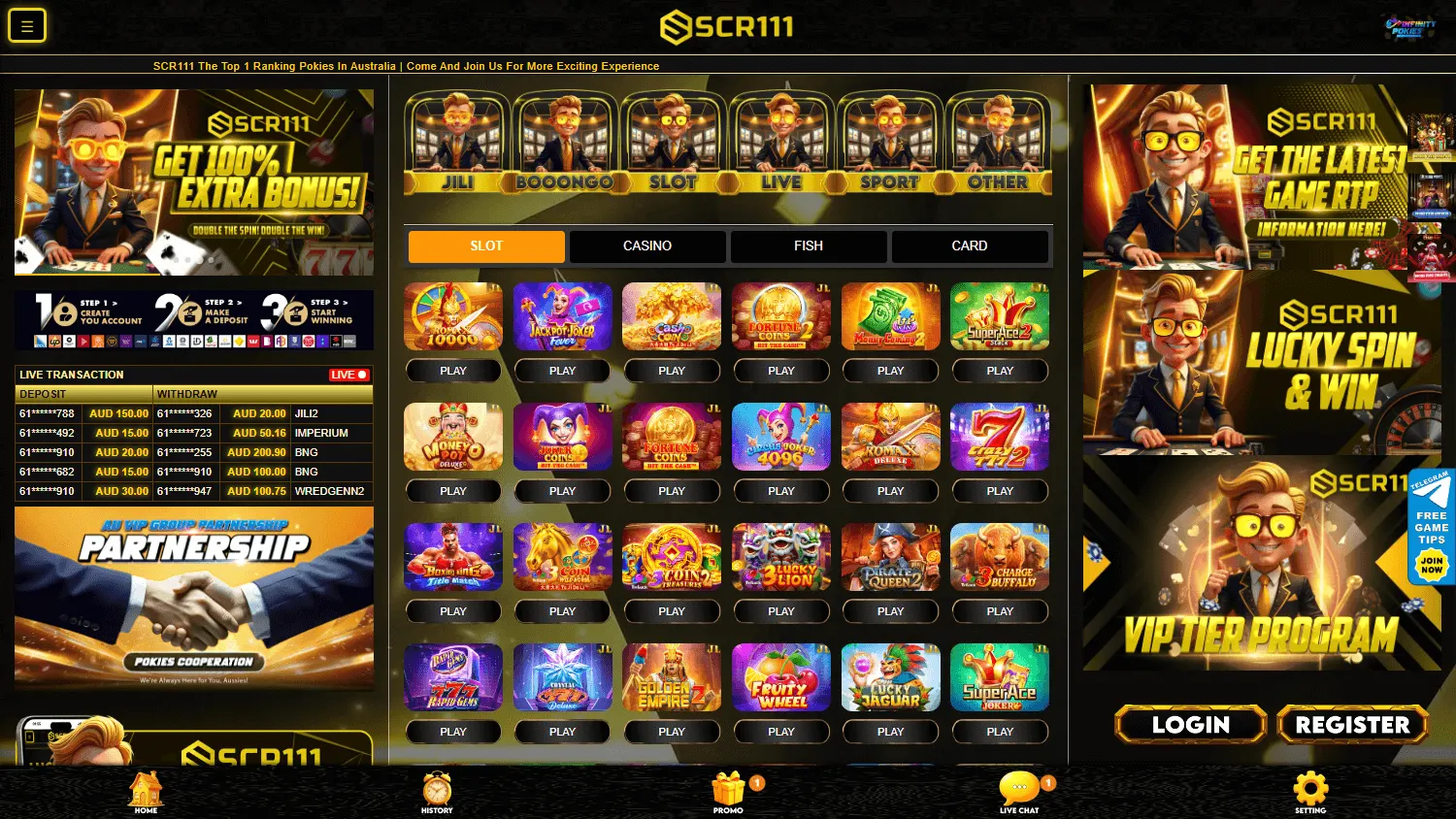Scr111 Casino games area on desktop